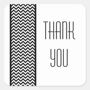 Ebony Chevron Border Thank You Stickers