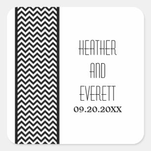 Ebony Chevron Border Wedding Stickers