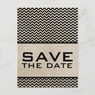 Ebony Chic Chevron Save the Date Postcard