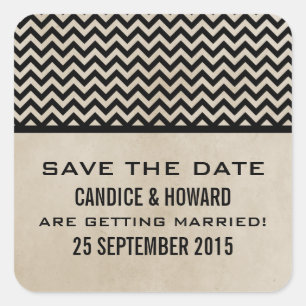 Ebony Chic Chevron Save the Date Stickers