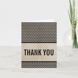 Ebony Chic Chevron Thank You Card