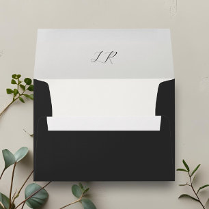 Ebony Chic Contemporary Couple Initials Wedding Envelope