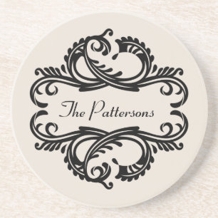 Ebony Chic Damask Coaster