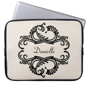 Ebony Chic Damask Laptop Sleeve