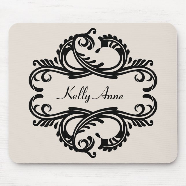 Ebony Chic Damask Mousepad (Front)
