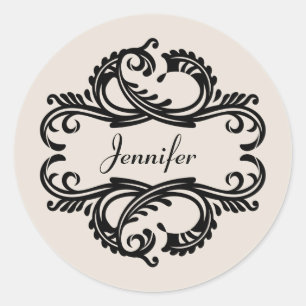 Ebony Chic Damask Stickers