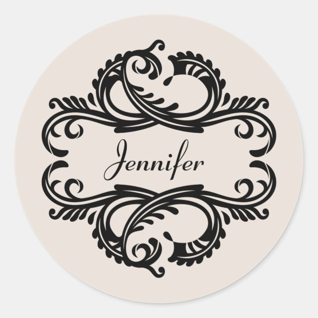 Ebony Chic Damask Stickers (Front)