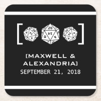 Ebony D20 Dice Gamer Paper Coasters