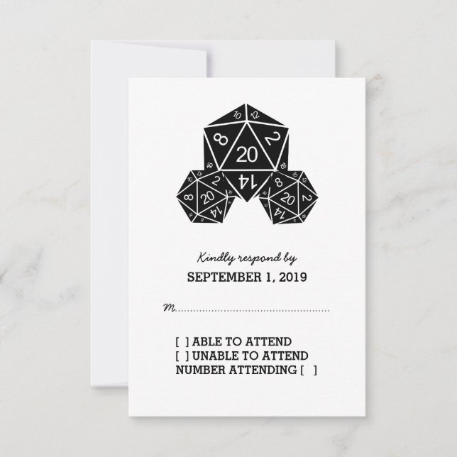 Ebony D20 Dice Response Card (Front)