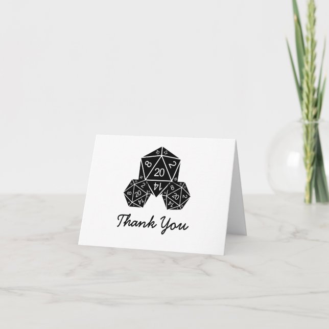 Ebony D20 Dice Thank You Card (Front)