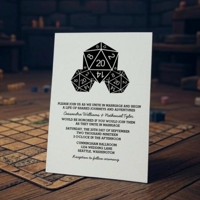 Ebony D20 Dice Wedding Invite (Ebony D20 Dice Wedding Invite)