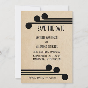 Ebony Deco Chic Save the Date Invite
