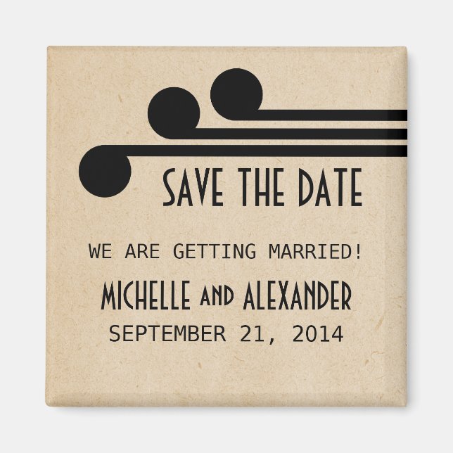 Ebony Deco Chic Save the Date Magnet (Front)