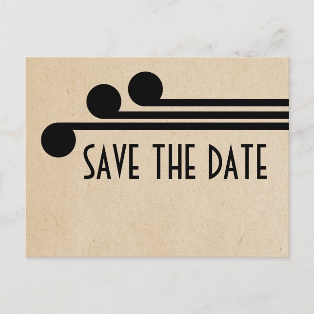 Ebony Deco Chic Save the Date Postcard (Front)