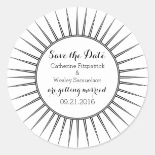 Ebony Deco Retro Save the Date Stickers