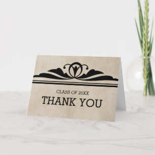 Ebony Elegant Deco Graduation Thank You Card