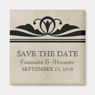 Ebony Elegant Deco Save the Date Magnet
