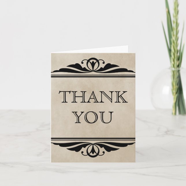 Ebony Elegant Deco Thank You Card (Front)