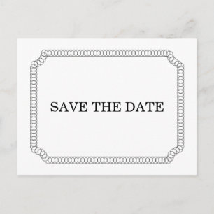 Ebony Encircled Ticket Save the Date Postcard