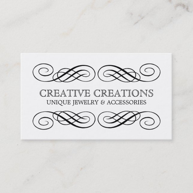 Ebony Fancy Flourish Business Card (Front)
