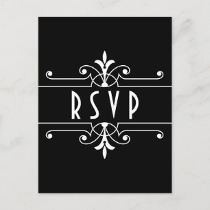 Ebony Fancy Ornamental RSVP Postcard