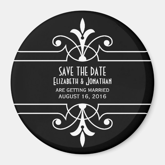 Ebony Fancy Ornamental Save the Date Magnet (Front)
