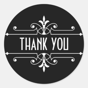 Ebony Fancy Ornamental Thank You Stickers
