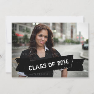 Ebony Grunge Banner Grad Invitation