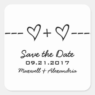 Ebony Heart Equation Save the Date Stickers
