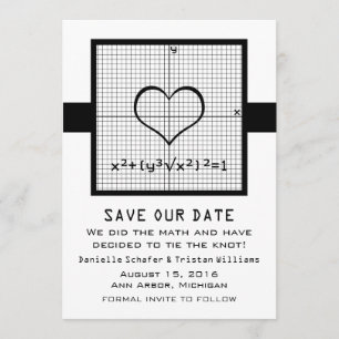 Ebony Heart Math Graph Save the Date Invite