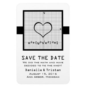 Ebony Heart Math Graph Save the Date Magnet