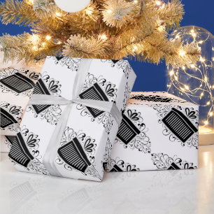 Ebony Holiday Swirls Present Wrapping Paper