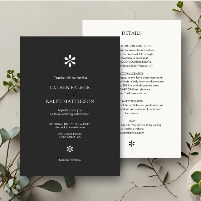 Ebony & Ivory | Chic 2 in 1 Minimal Full Wedding Invitation (Creator Uploaded)