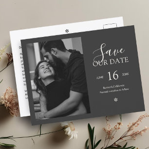 Ebony & Ivory   Chic Minimal Save the Date Photo  Postcard