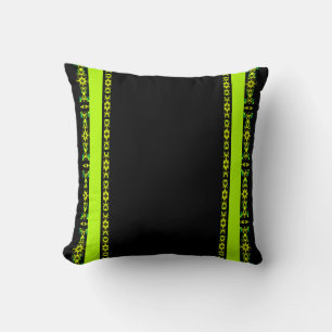 Ebony Lime Modern African Black & Green GeometricE Cushion