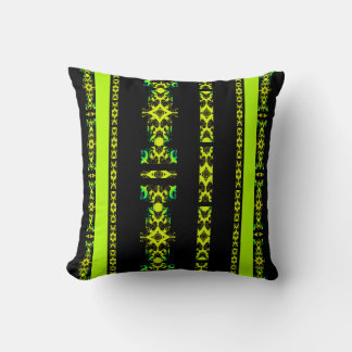 Ebony Lime Modern African Black & Green GeometricE Cushion