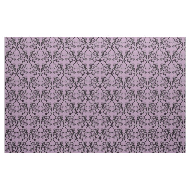 Ebony Purple Parisian Damask Pattern Fabric (Fat Quarter)