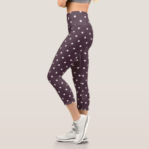 Ebony Rose and white dots Capri Leggings