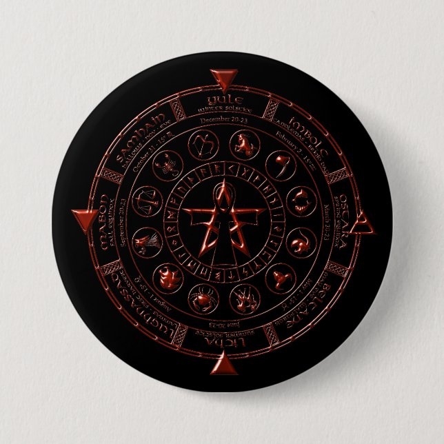Ebony Ruby Celtic Zodiac Button (Front)