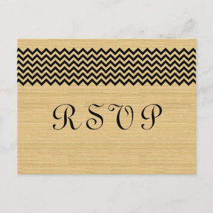 Ebony Rustic Chevron RSVP Postcard