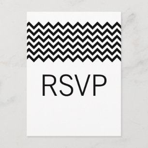 Ebony Simple Chevron RSVP Postcard