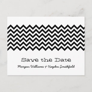 Ebony Simple Chevron Save the Date Postcard