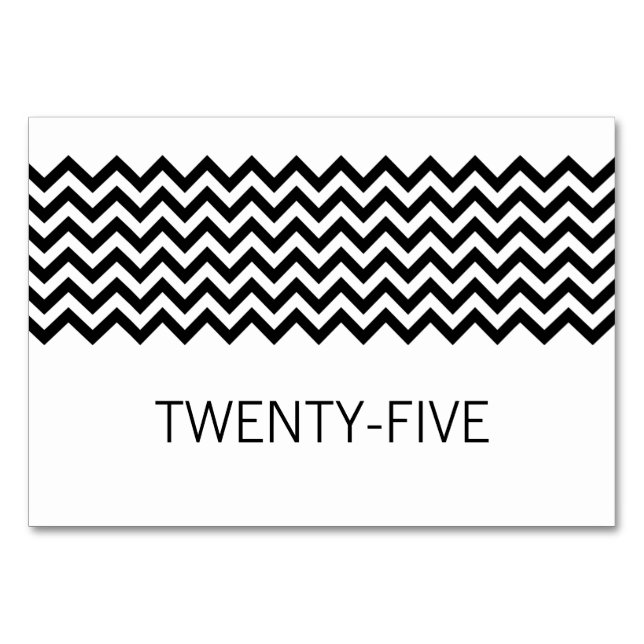 Ebony Simple Chevron Table Card (Front)