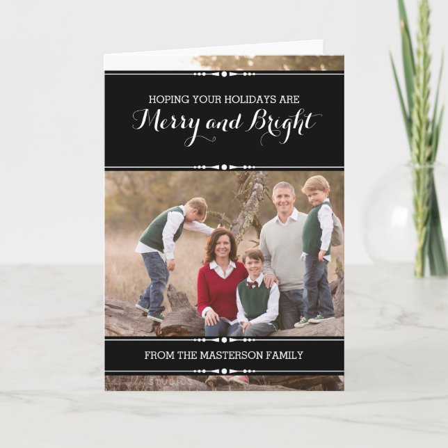 Ebony Simply Chic Holiday Photo Card (Front)