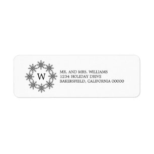 Ebony Snowflake Wreath Holiday Address Labels