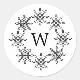 Ebony Snowflake Wreath Holiday Stickers