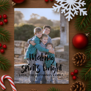 Ebony Starry Making Spirits Bright Holiday Photo Card