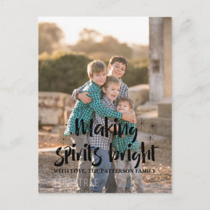 Ebony Starry Making Spirits Bright Holiday Photo Postcard