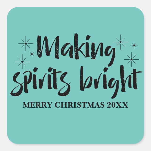 Ebony Starry Making Spirits Bright Holiday Square Sticker (Front)