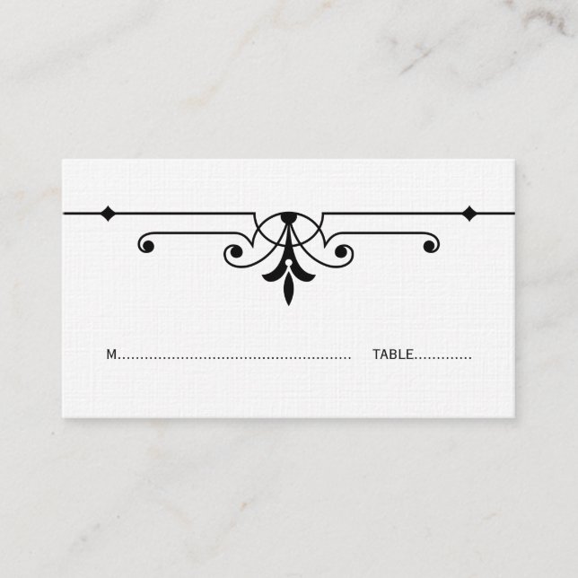 Ebony v2 Fancy Ornamental Place Card (Front)